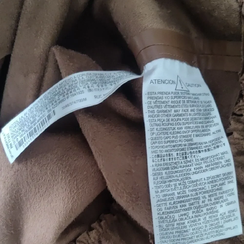 Zara Brown Faux Leather Long Sleeve Ruffle Dress